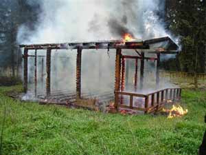 Il Capanno della Lipu dopo l'incendio