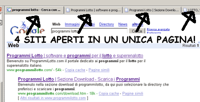 4 siti aperti in un unica finestra con FireFox